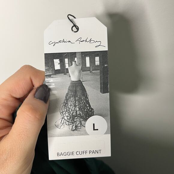 Cynthia Ashby Women's Pants Sz Large Baggie Cuff Green Lagenlook Urban Boho NWT - Picture 8 of 9